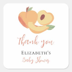 Little Peach Baby Shower Cute Fruit Square Sticker