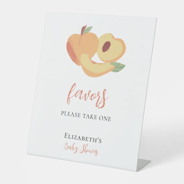 Little Peach Baby Shower Favors Sign Cute Fruit (Front)
