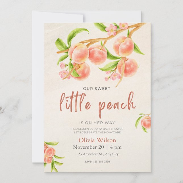 Little Peach Baby Shower Invitation (Front)