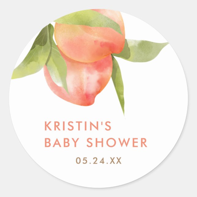 Little Peach Baby Shower Thank You Favor Stickers (Front)