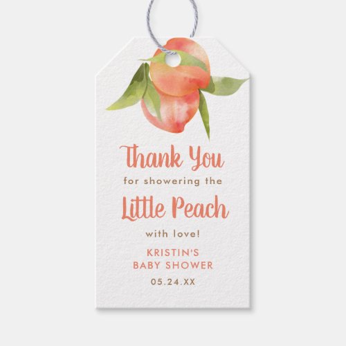 Little Peach Baby Shower Thank You Favor Tags
