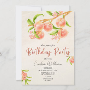 Little Peach Birthday Party Invitation