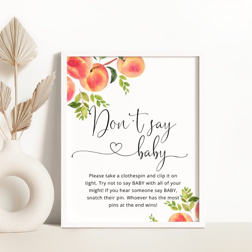 Little peach Dont say baby shower game Poster
