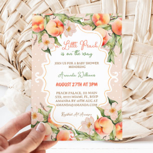Little Peach Floral Pink Summer Baby Girl Shower Invitation