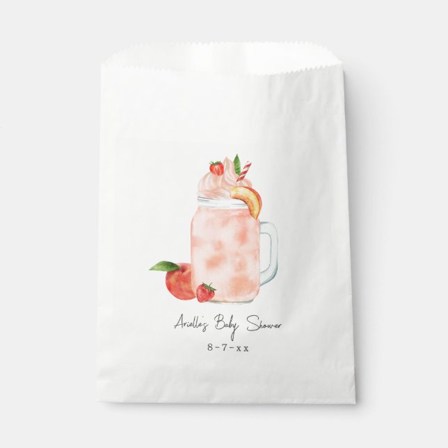 Little Peach Fruit Smoothie Girl Baby Shower Favor Bag (Front)