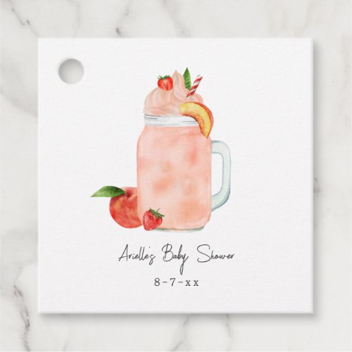 Little Peach Fruit Smoothie Girl Baby Shower Favor Tags