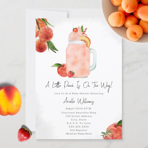 Little Peach Fruit Smoothie Girl Baby Shower Invitation