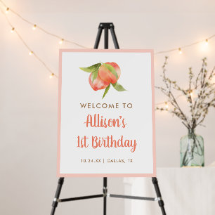 Little Peach Girl 1st Birthday Party Welcome Foam Board
