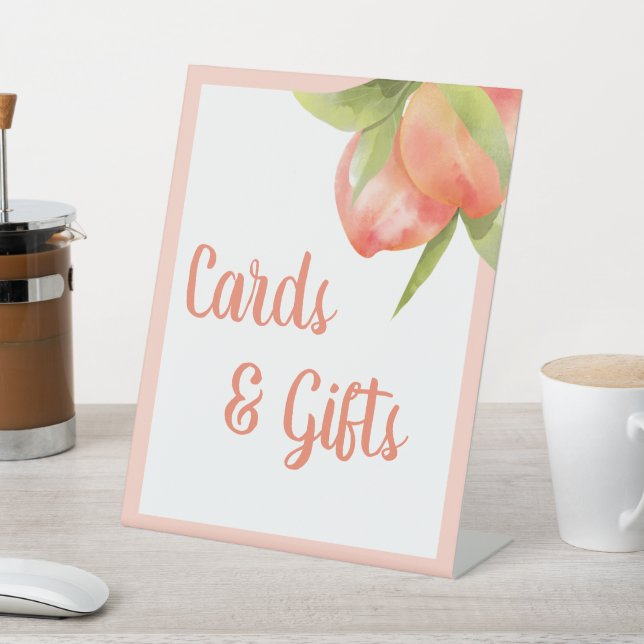 Little Peach Girl Baby Shower Cards and Gifts Sign (In SItu)