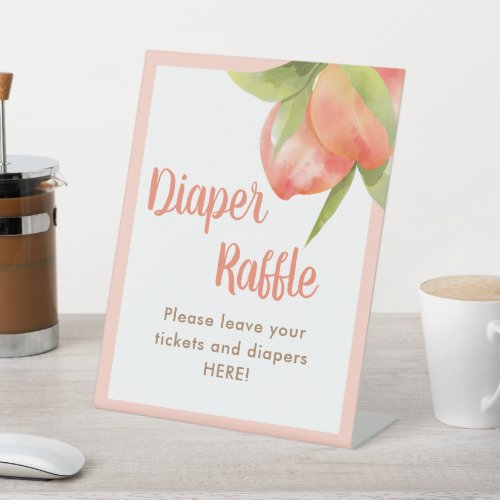 Little Peach Girl Baby Shower Diaper Raffle Sign