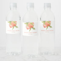 Little Peach Girl Baby Shower Favors Water Bottle Label