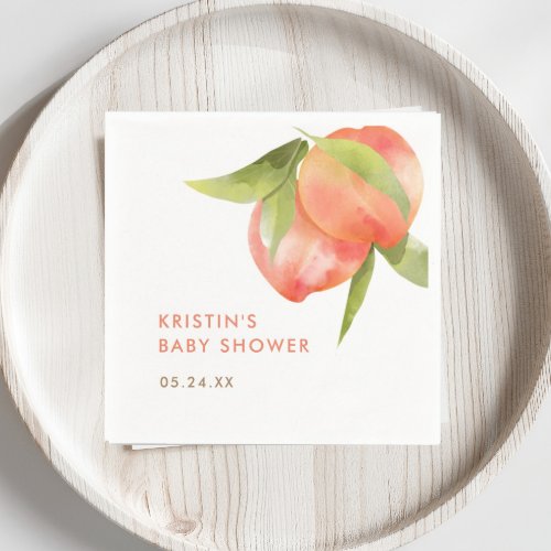 Little Peach Girl Baby Shower Fruit Napkins