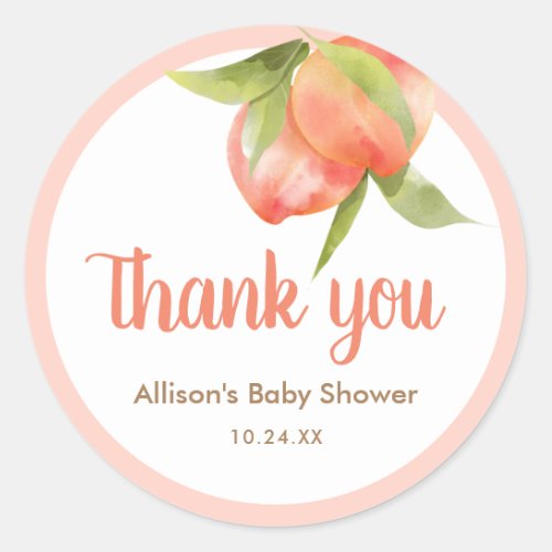 Little Peach Girl Baby Shower Thank You Tags