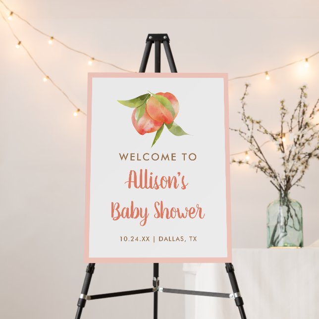 Little Peach Girl Baby Shower Welcome Poster (In Situ (Stand))