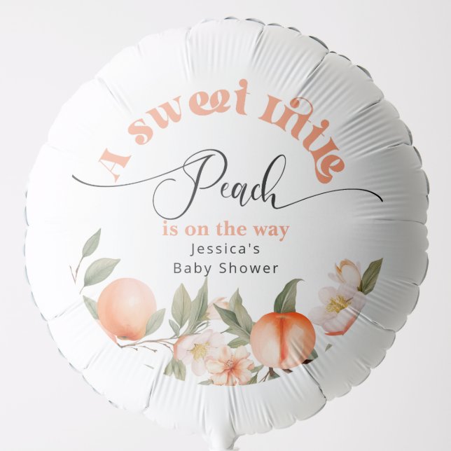 Little peach is on the way baby shower balloon (Front)
