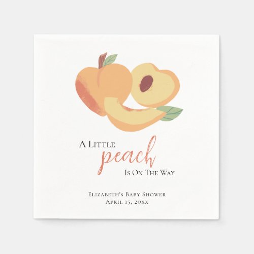 Little Peach is on the Way Baby Shower Cute Napkins