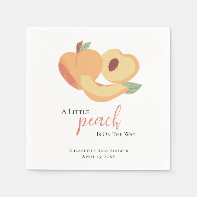 Little Peach is on the Way Baby Shower Cute Napkins (Front)