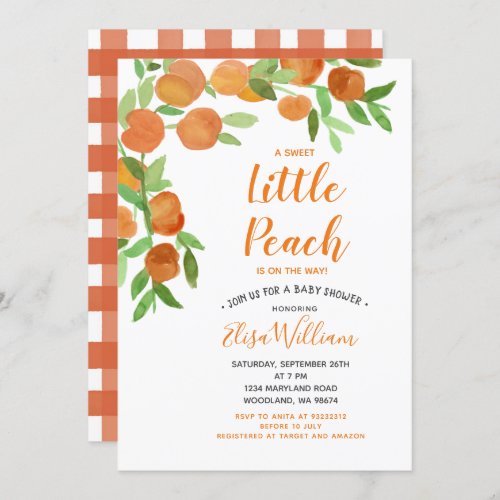 Little Peach is on the Way Baby Shower Invitation