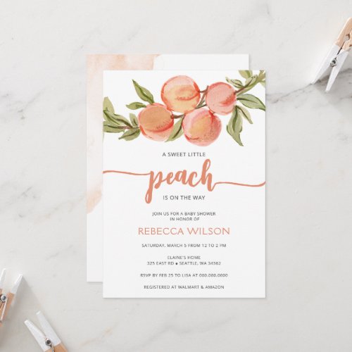 Little Peach is on the Way Baby Shower Invitation