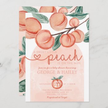 Little Peach Is On The Way Baby Shower Invitation by PerfectPrintableCo at Zazzle