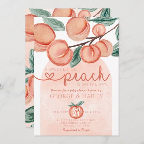 Little Peach is On the Way Baby Shower Invitation