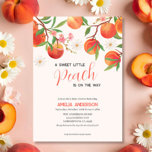Little Peach Is on the Way Peach Theme Baby Shower Invitation
