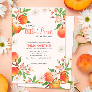 Little Peach Is on the Way Peach Theme Baby Shower Invitation