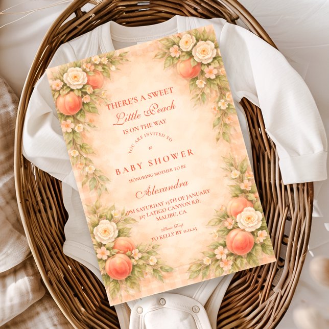 Little Peach on the Way Baby Shower Invitation (Creator Uploaded)