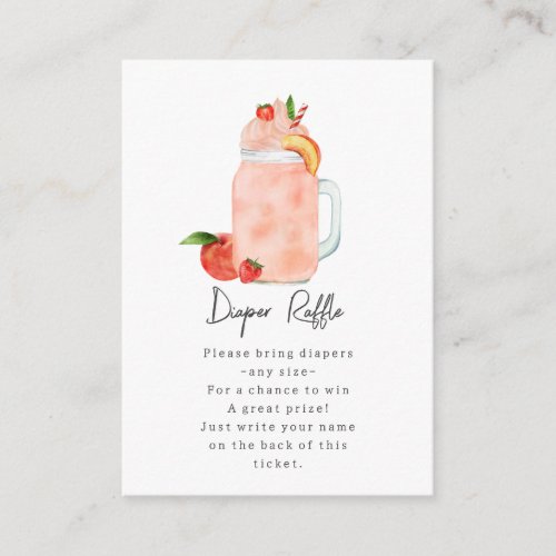 Little Peach Smoothie Baby Shower Diaper Raffle Enclosure Card