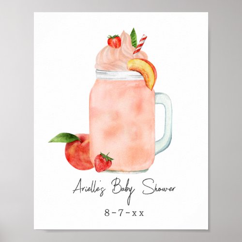 Little Peach Smoothie Baby Shower Welcome Poster