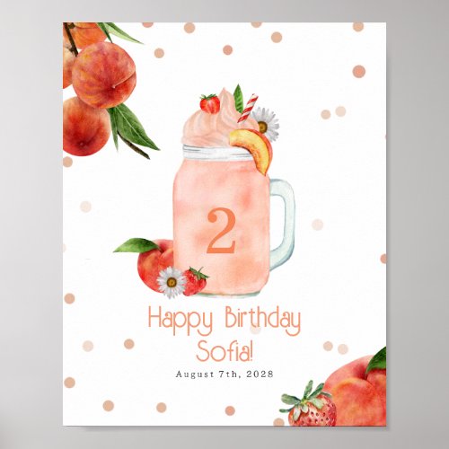 Little Peach Smoothie Twotti Fruitti Birthday Poster