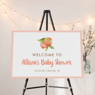 Little Peach Theme Baby Shower Welcome Poster