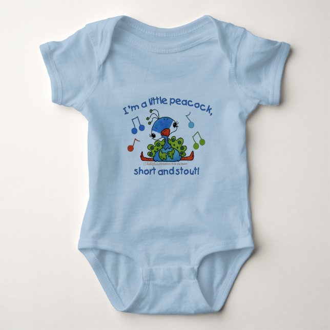 Little Peacock Short and Stout Baby Bodysuit (Front)