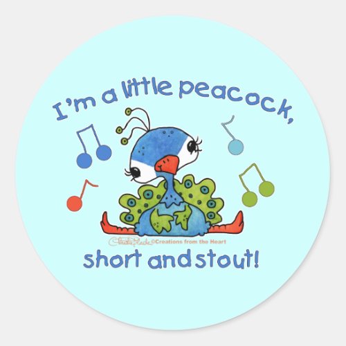 Little Peacock Short and Stout Classic Round Sticker