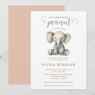 Little Peanut Baby Elephant Baby Shower Invitation
