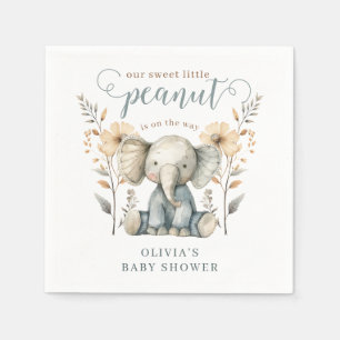 Little Peanut Baby Elephant Blue Baby Shower Napkins