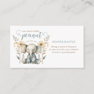 Little Peanut Baby Elephant Blue Diaper Raffle Enclosure Card