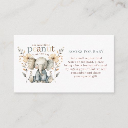 Little Peanut Baby Elephant Blue Diaper Raffle Enclosure Card