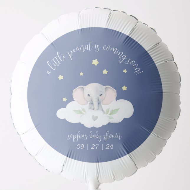 Little Peanut Baby Shower Blue Elephant Balloon (Front)