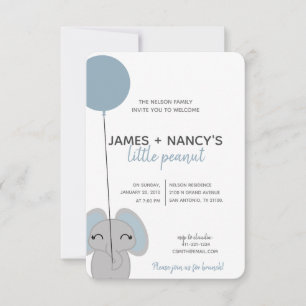 little peanut BABY SHOWER blue elephant Invitation