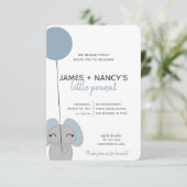 little peanut BABY SHOWER blue elephant Invitation (Standing Front)