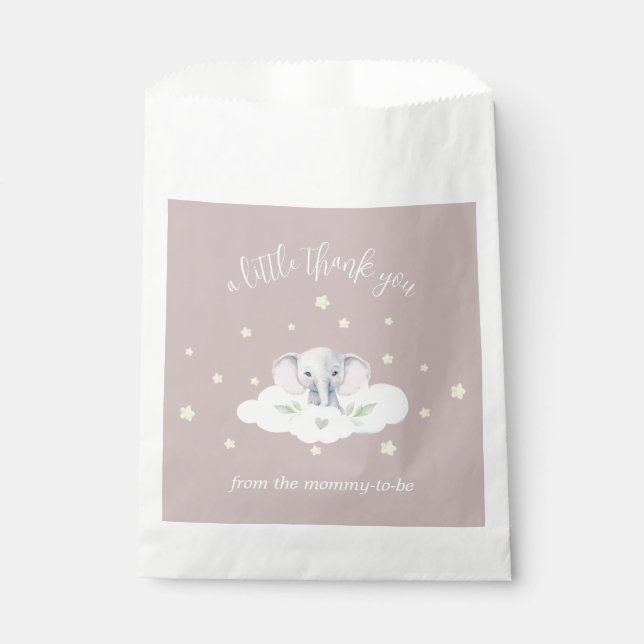 Little Peanut Baby Shower Pink Elephant Favor Bag (Front)