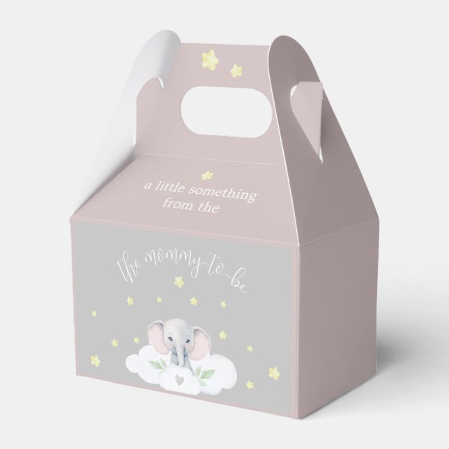 Little Peanut Baby Shower Pink Elephant Favor Boxes (Front Side)