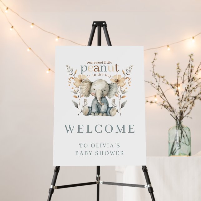 Little Peanut Blue Baby Elephant Baby Shower  Foam Board (In Situ (Stand))