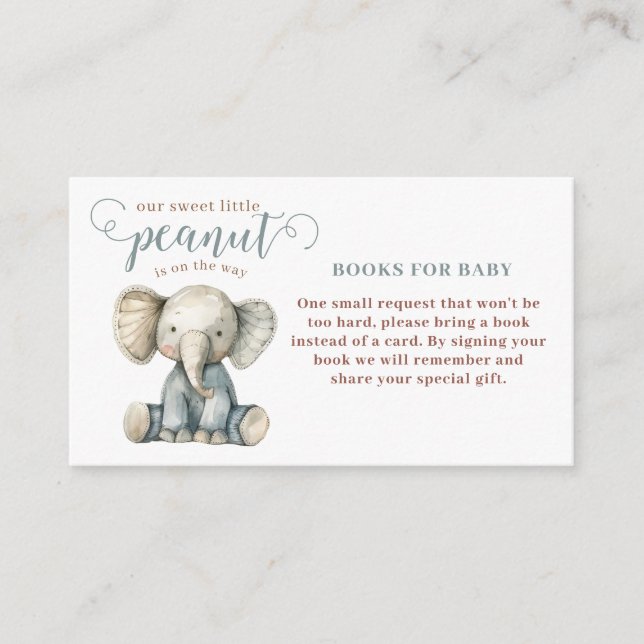 Little Peanut Blue Baby Elephant Books For Baby Enclosure Card (Front)