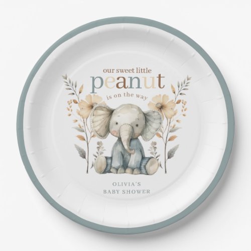 Little Peanut Blue Baby Elephant Paper Plate