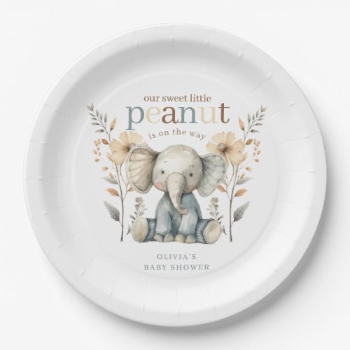 Little Peanut Blue Baby Elephant Paper Plate