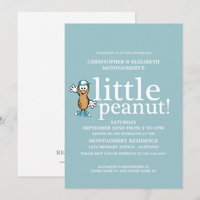 Little Peanut (Blue) Baby Shower Invitation (Front/Back)