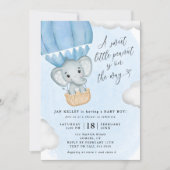 Little Peanut Blue Elephant Baby Shower Invitation (Front)