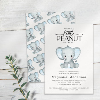 Little Peanut Blue Elephant Baby Shower Invitation by rememberwhen_ at Zazzle